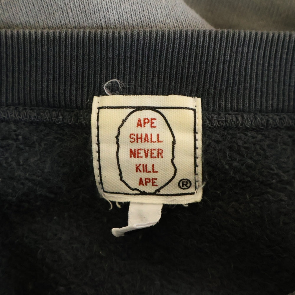 A BATHING APE(アベイシングエイプ) BAPE STA ベイプスター ロゴ グラデーション クルーネック リブスウェット ネイビー/グレー