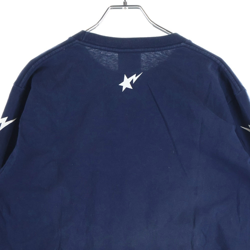 A BATHING APE(アベイシングエイプ) スターロゴプリント ロングスリーブ 長袖Tシャツ カットソー ネイビー