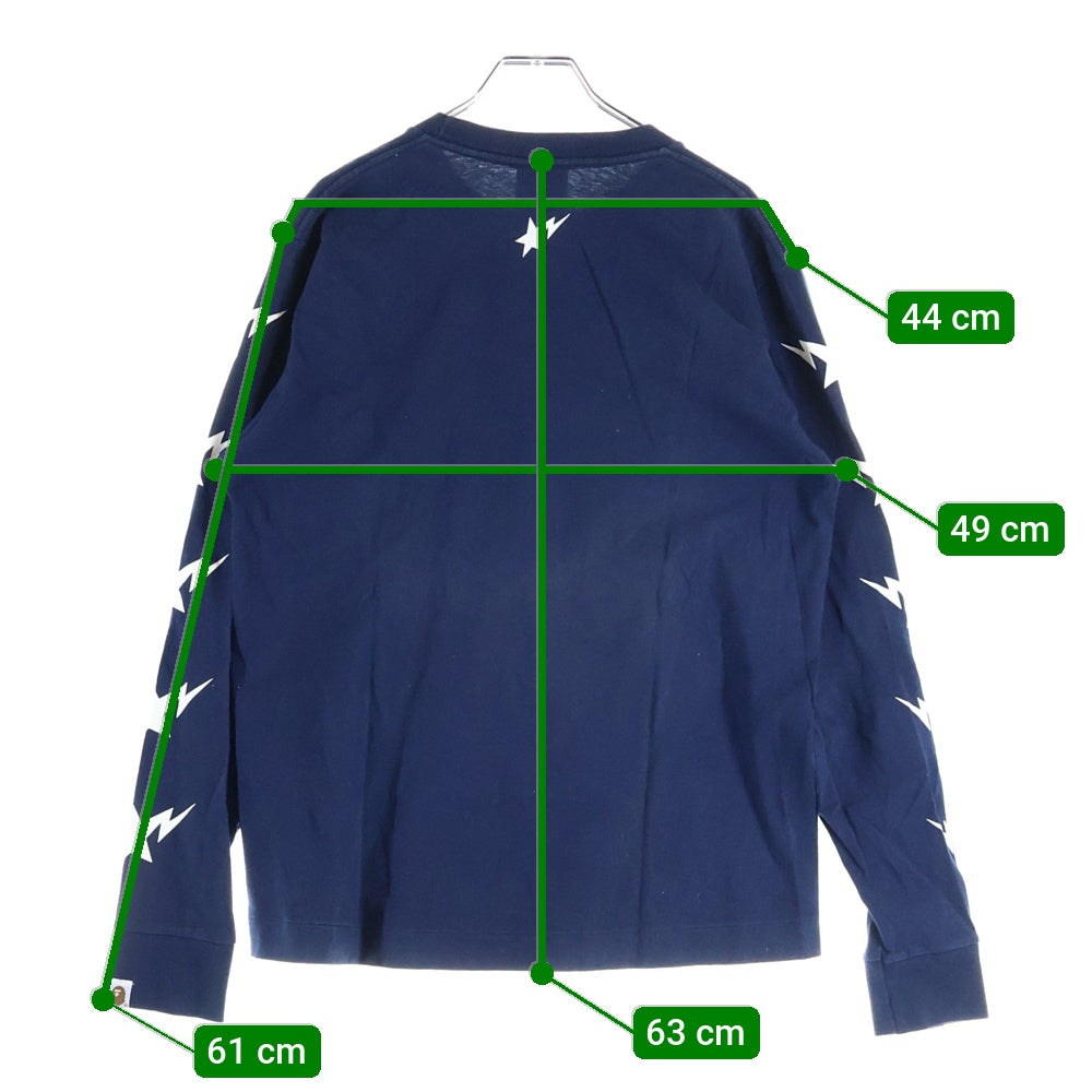 A BATHING APE(アベイシングエイプ) スターロゴプリント ロングスリーブ 長袖Tシャツ カットソー ネイビー