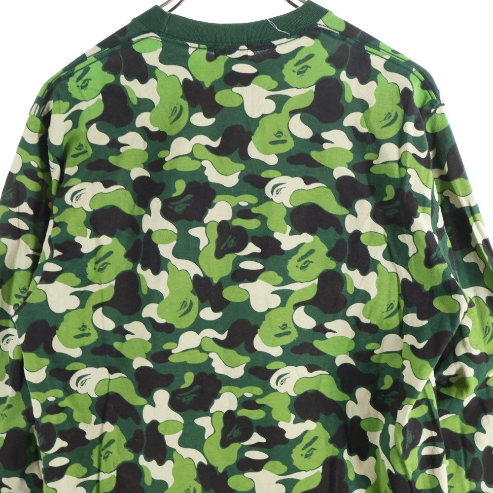 A BATHING APE(アベイシングエイプ) BAPE LOGO ABC CAMO SWAROVSKI ベイプロゴ スワロフスキー カモ柄 ロングスリーブ 長袖Tシャツ カットソー グリーン
