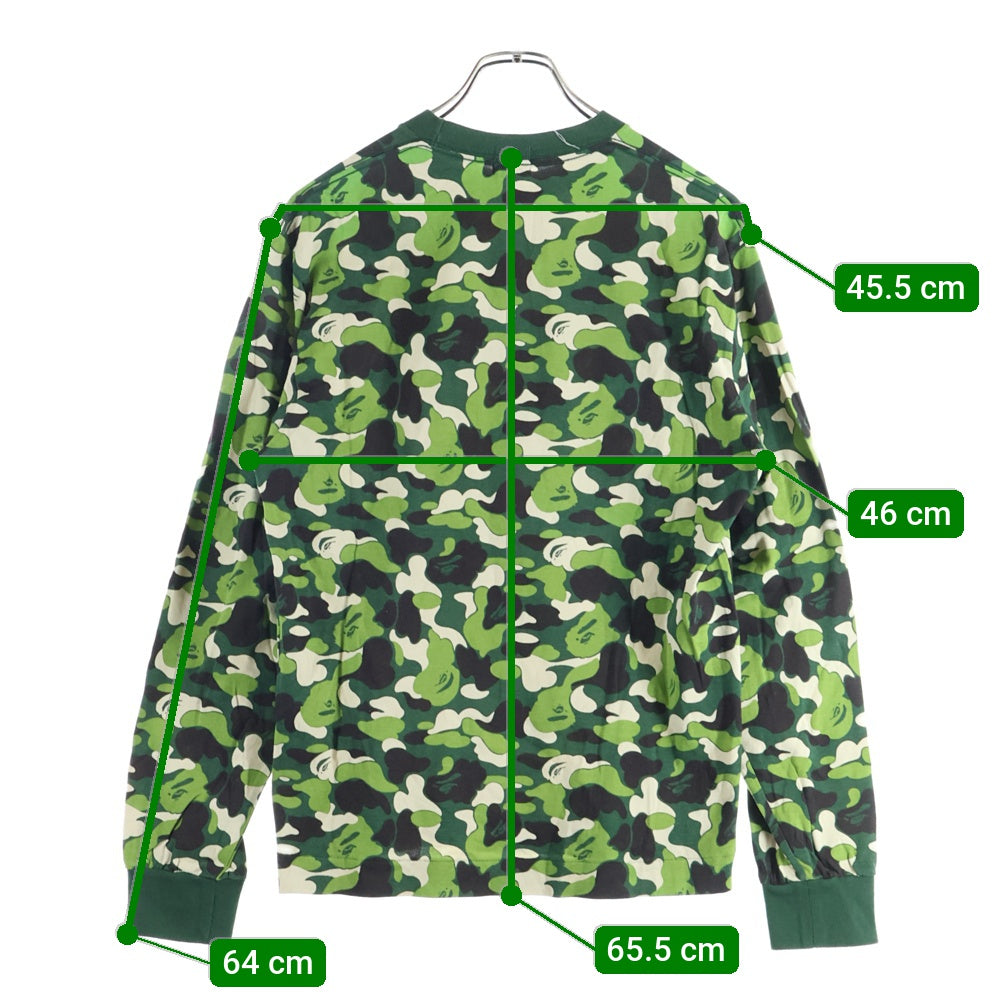 A BATHING APE(アベイシングエイプ) BAPE LOGO ABC CAMO SWAROVSKI ベイプロゴ スワロフスキー カモ柄 ロングスリーブ 長袖Tシャツ カットソー グリーン