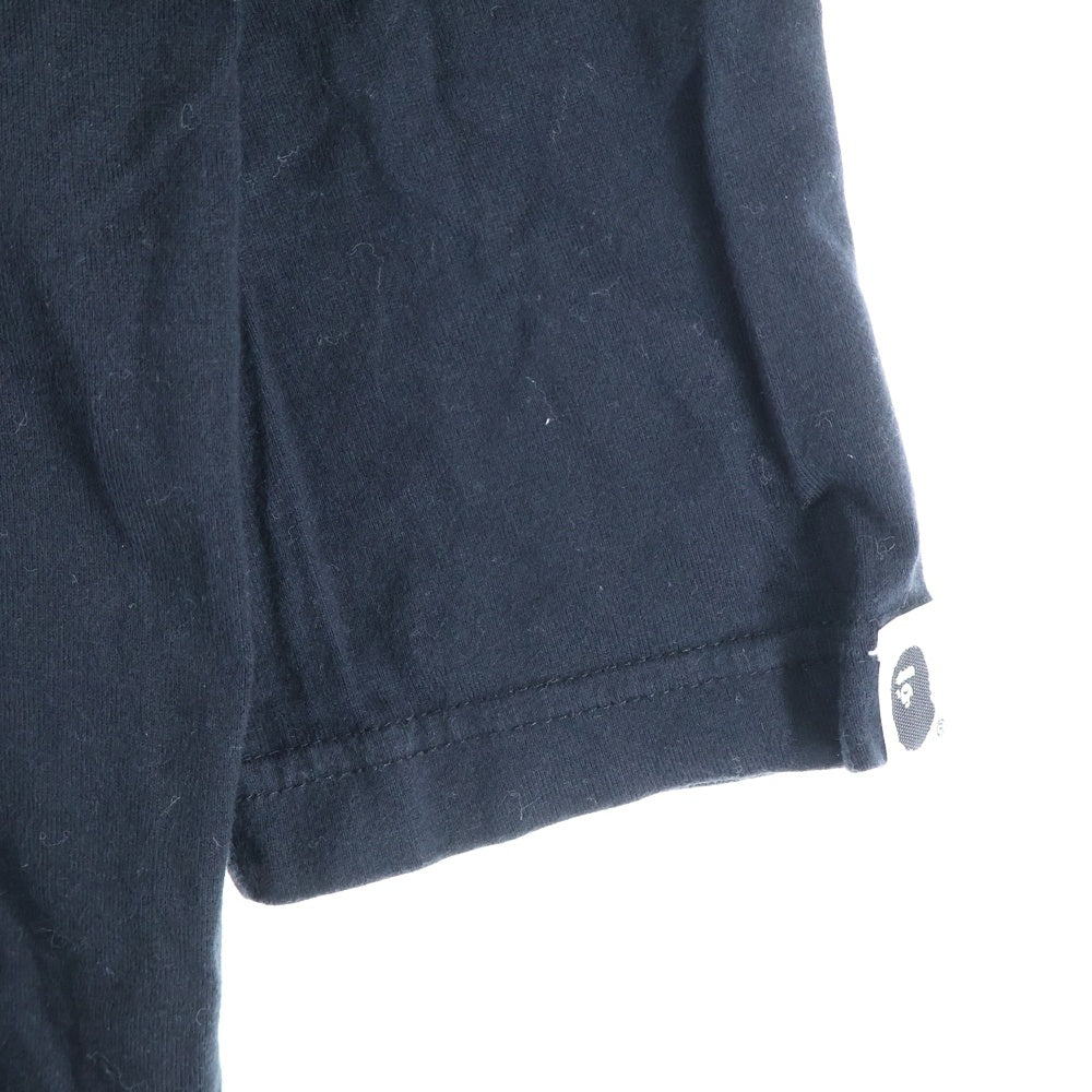 A BATHING APE(アベイシングエイプ) SHARK シャークロゴ プリント クルーネック スリークォーターレングスTシャツ カットソー ブラック