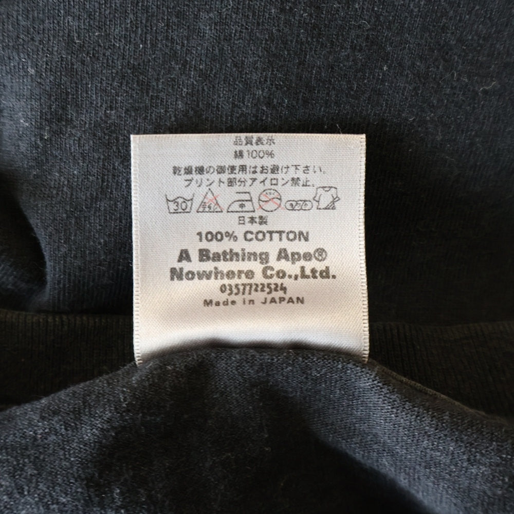 A BATHING APE(アベイシングエイプ) カモ柄サルロゴプリント ロングスリーブ 長袖Tシャツ カットソー ブラック/オレンジ