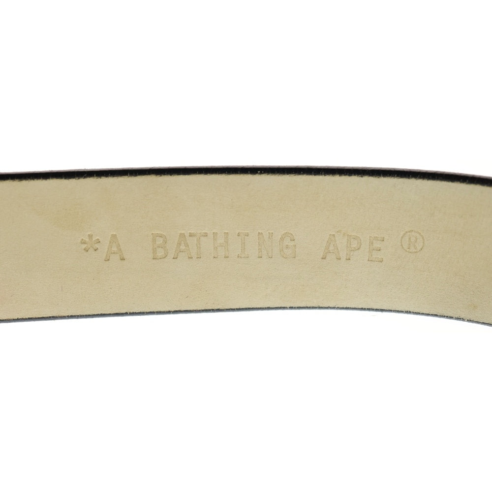 A BATHING APE(アベイシングエイプ) ゴールド ロゴバックル ブラックカモ レザーベルト マルチカラー