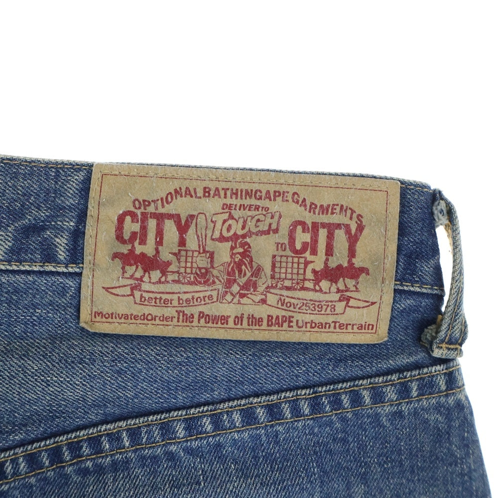 A BATHING APE(アベイシングエイプ) BAPE STA カモロゴプリント ジップフライ デニムパンツ インディゴ