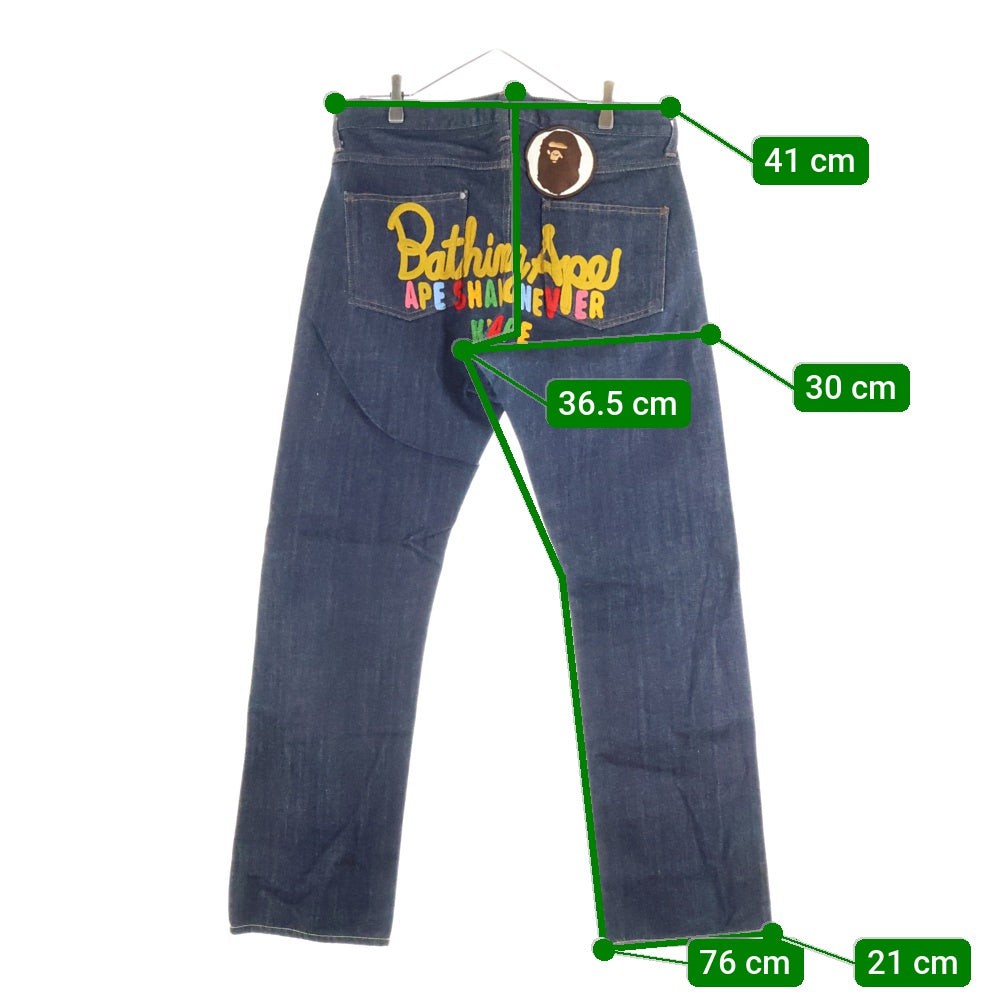 A BATHING APE(アベイシングエイプ) ゴリラロゴパッチ ポケットエンブロイダリー ジップフライ デニムパンツ インディゴ
