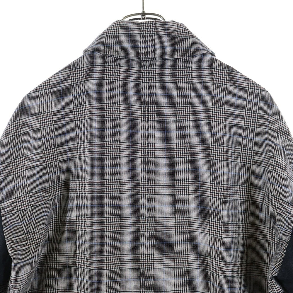 liberum arbitrium(リベルム アルビトリウム) 袖切替 グレンチェック柄 ダブルジップジャケット グレー/ブラウン