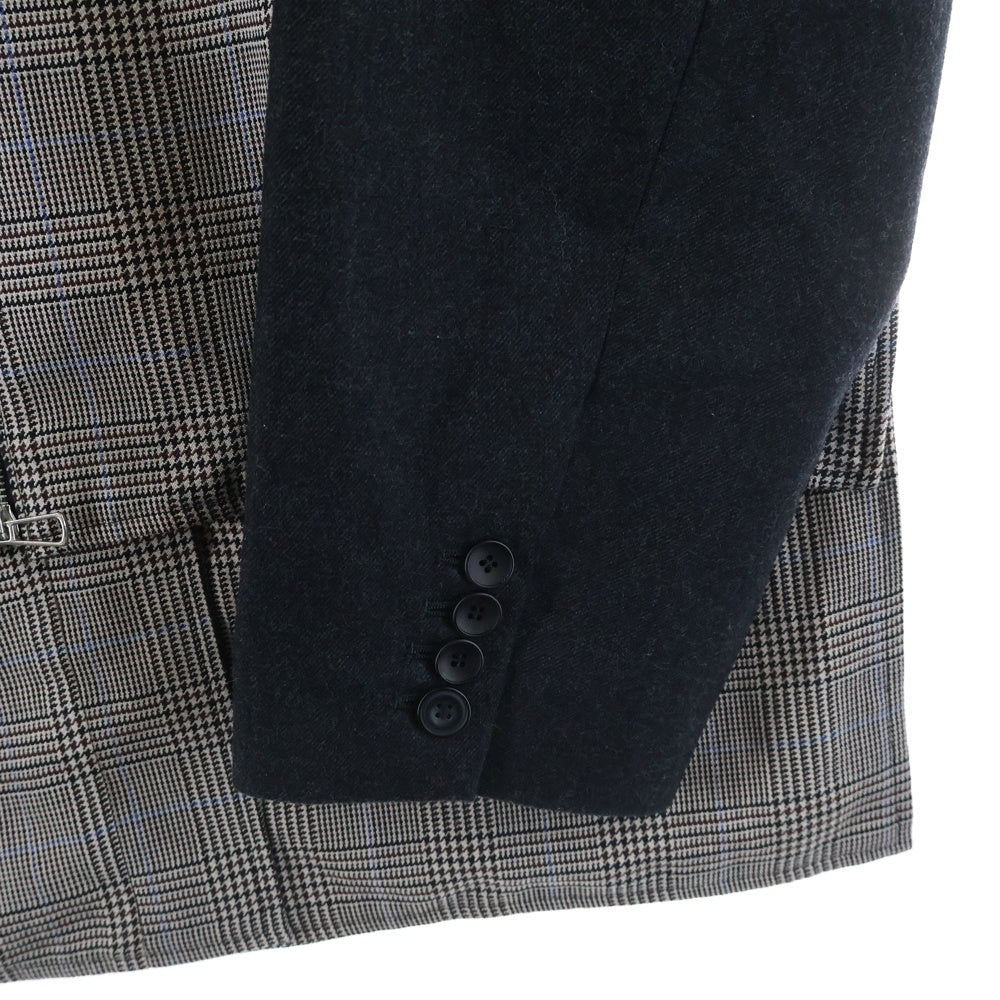 liberum arbitrium(リベルム アルビトリウム) 袖切替 グレンチェック柄 ダブルジップジャケット グレー/ブラウン