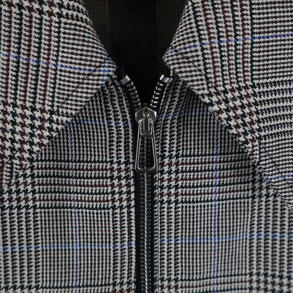 liberum arbitrium(リベルム アルビトリウム) 袖切替 グレンチェック柄 ダブルジップジャケット グレー/ブラウン