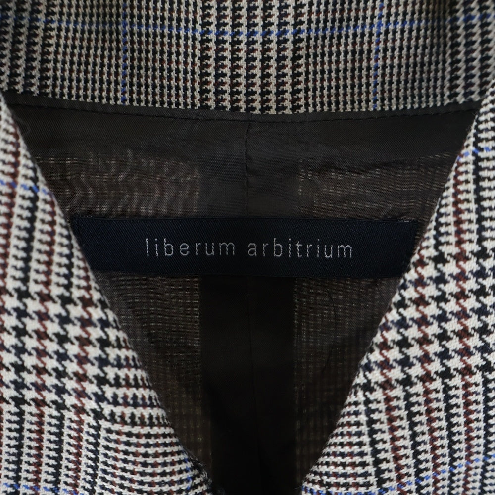 liberum arbitrium(リベルム アルビトリウム) 袖切替 グレンチェック柄 ダブルジップジャケット グレー/ブラウン