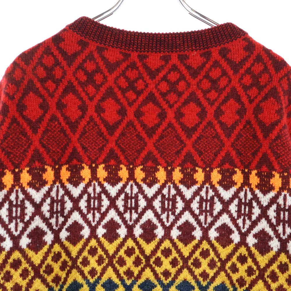 TOGA VIRILIS(トーガ ビリリース) 16AW 総柄 ショルダースナップ加工 ウールニットセーター レッド/イエロー TV62-XN320