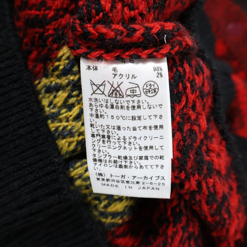 TOGA VIRILIS(トーガ ビリリース) 16AW 総柄 ショルダースナップ加工 ウールニットセーター レッド/イエロー TV62-XN320
