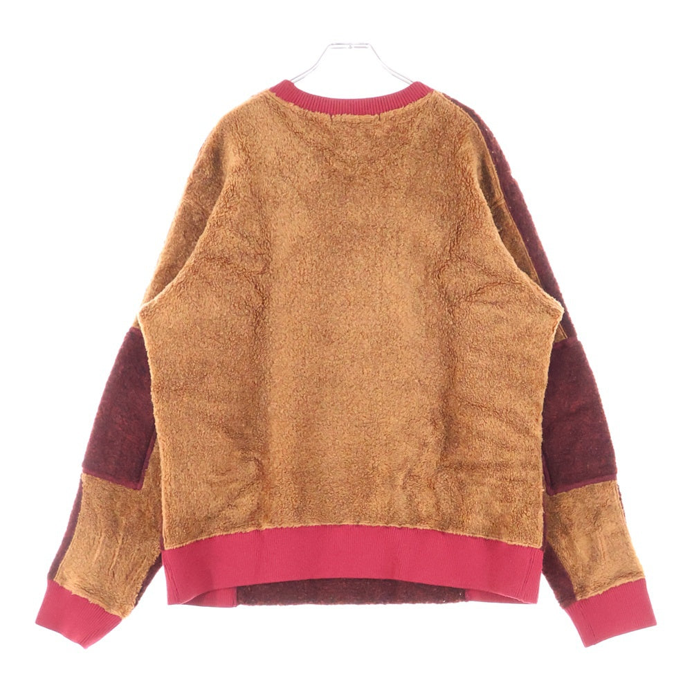 TOGA VIRILIS(トーガ ビリリース) 19AW ウールボア切替 2トーン クルーネックニットセーター レッド/オレンジ TV92-JL344