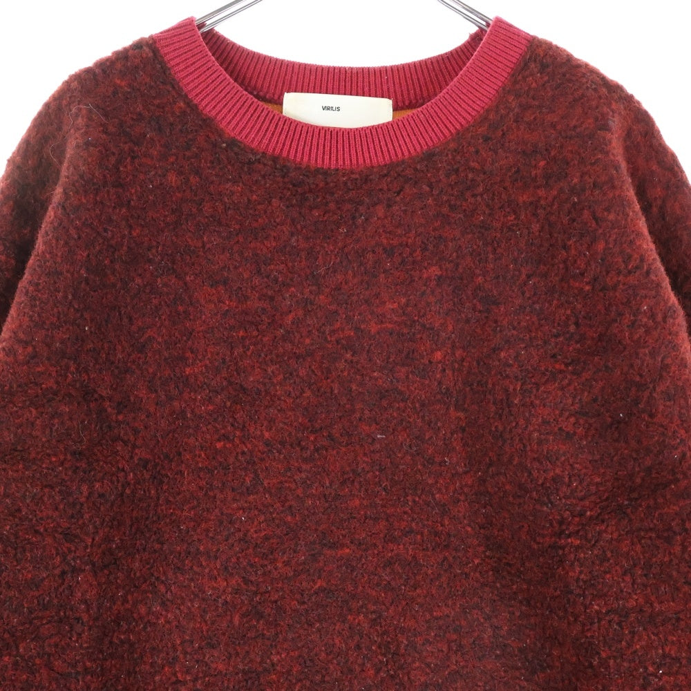 TOGA VIRILIS(トーガ ビリリース) 19AW ウールボア切替 2トーン クルーネックニットセーター レッド/オレンジ TV92-JL344