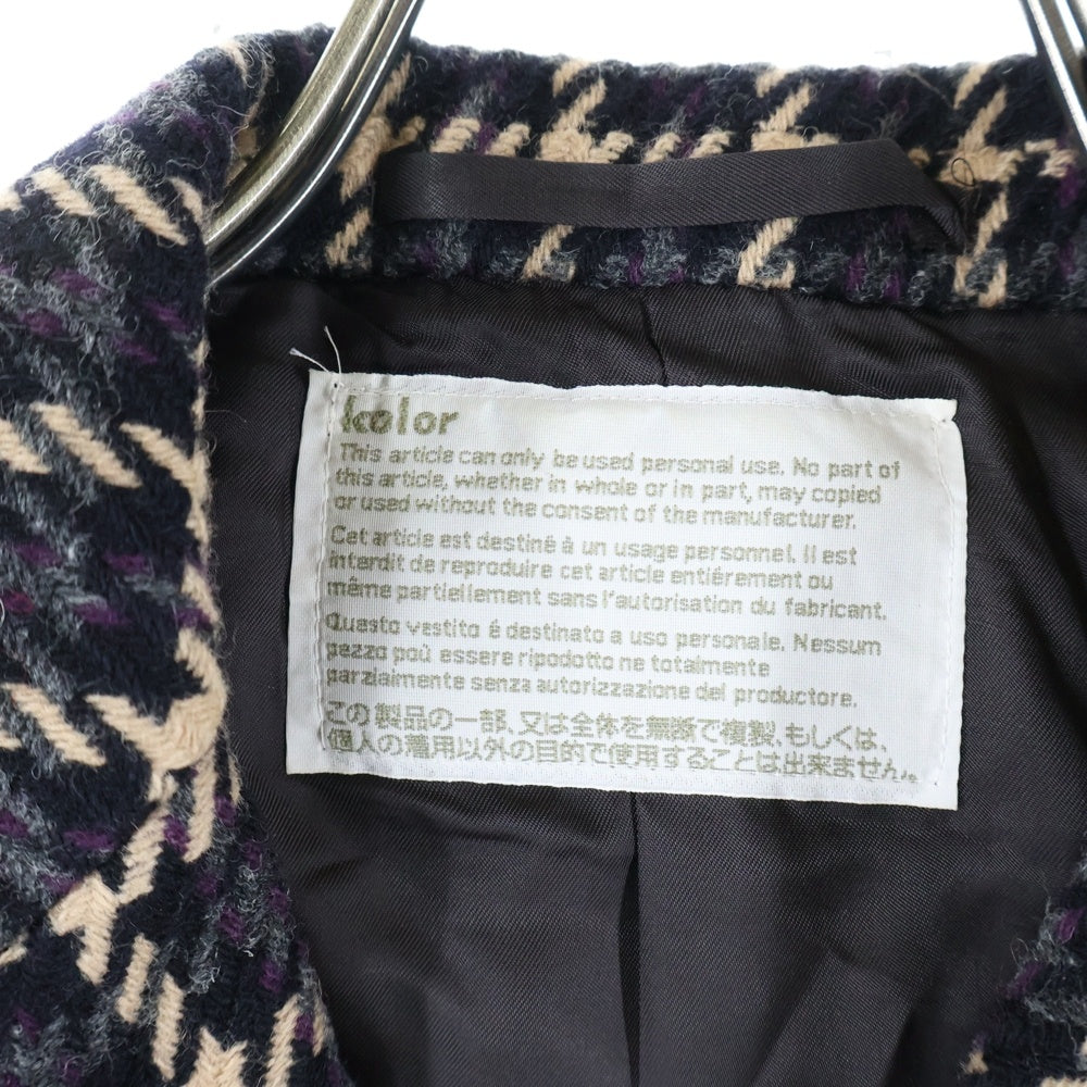 kolor(カラー) 20AW ビッグガンクラブボンディングウールコート ベージュ/ブラック 20WCM-C02102