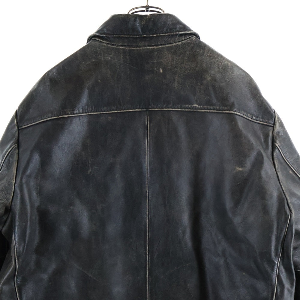 GAP(ギャップ) 90S VINTAGE ヴィンテージ ジップアップ カウレザージャケット ブラック