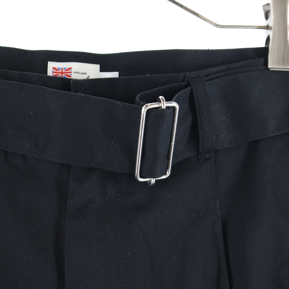 Traditional Weatherwear(トラディショナル ウェザーウェア) 21AW UNIONSLACK 103 ユニオンスラックス103 ベルト付 ワイドタックパンツ ブラック G212CIFPT0200CV