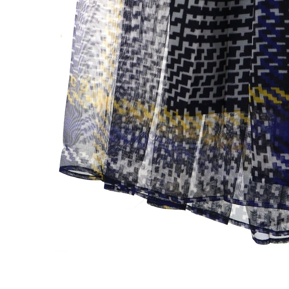 Sacai(サカイ) タートルネックニットドッキング ウエストベルト付き 総柄 ワンピース レディース ネイビー 18-04159