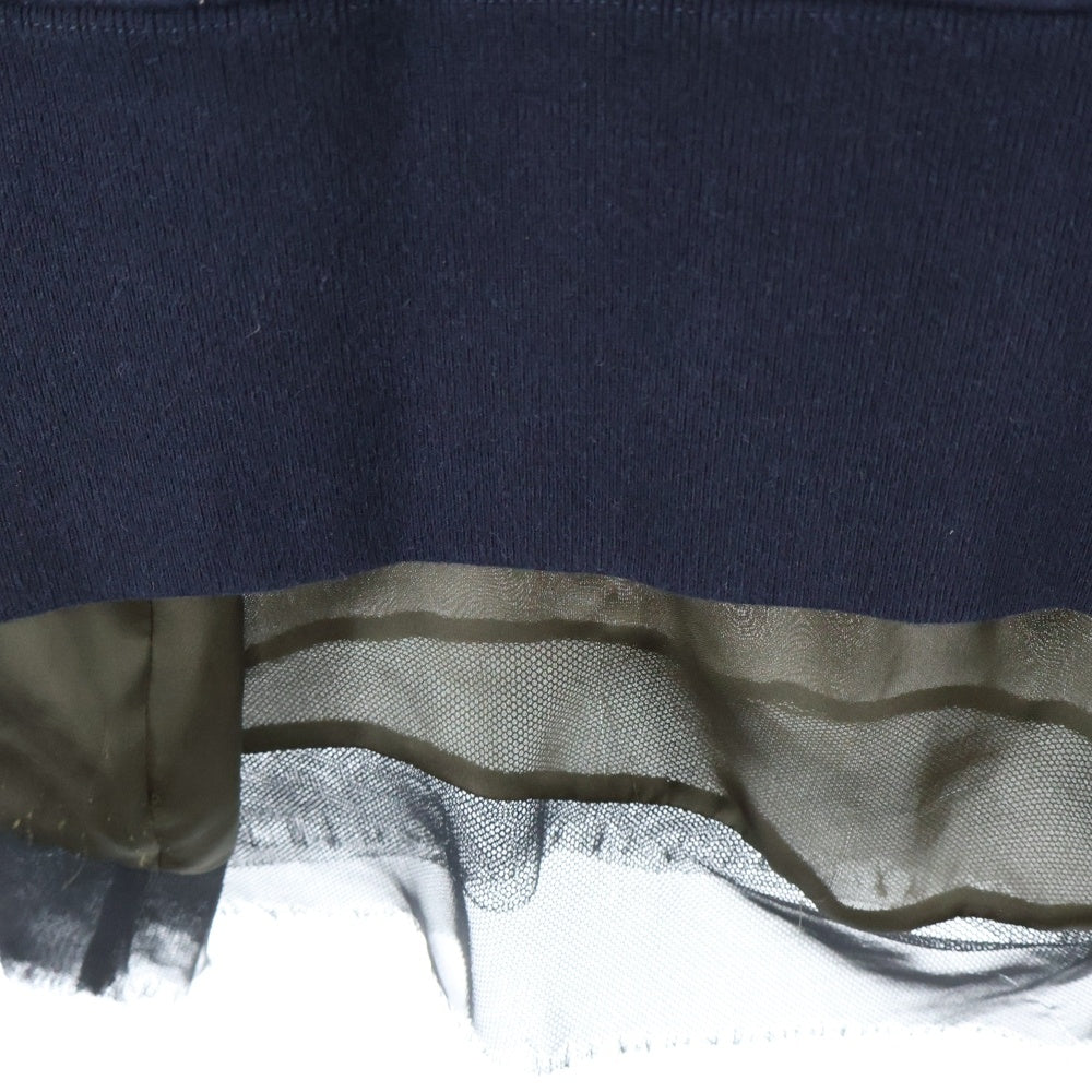 Sacai(サカイ) 20SS レース切り替え バックネックアジャスター クルーネック スウェットワンピース レディース ネイビー 20-04878