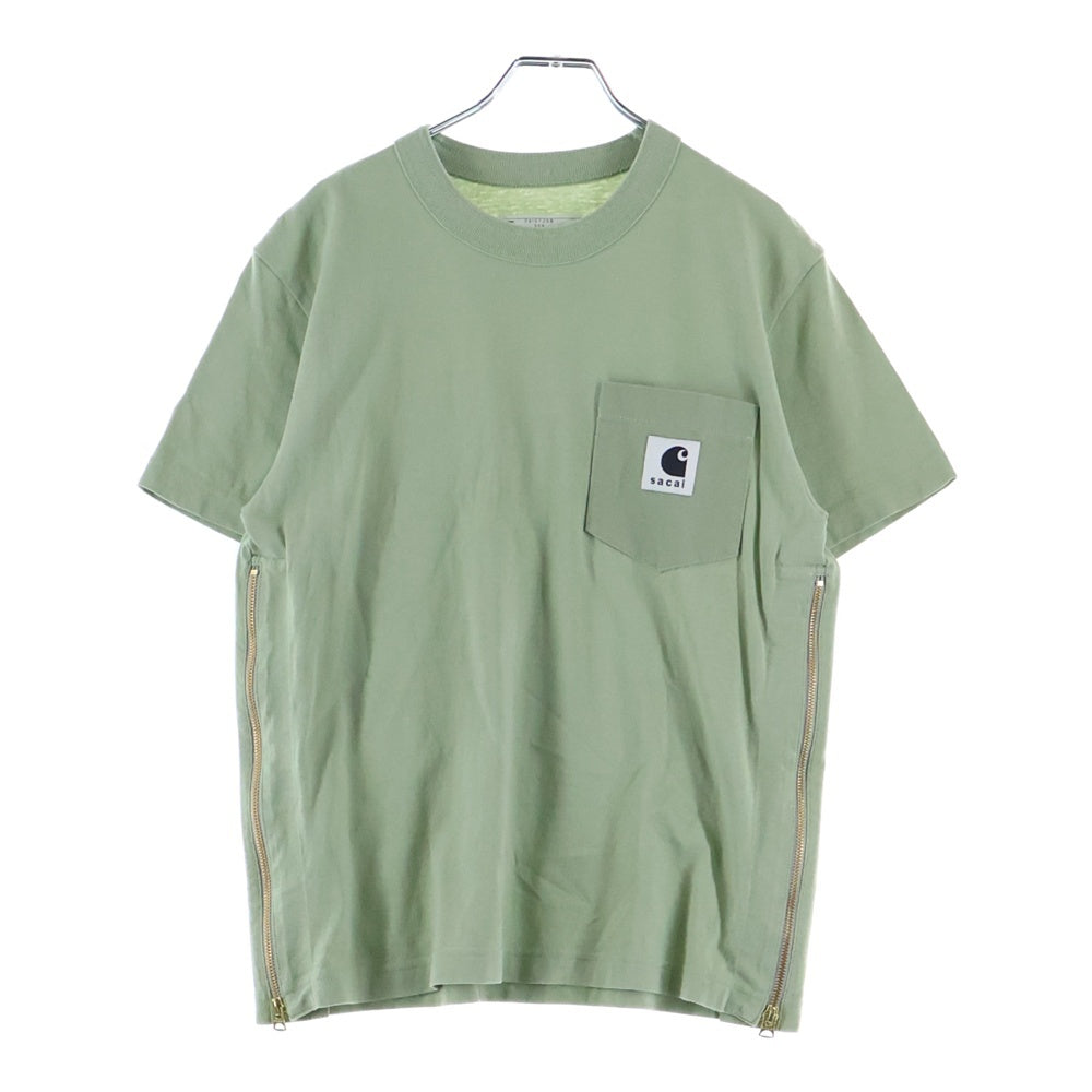 Sacai(サカイ) 24SS ×CARHARTT カーハート 胸ロゴデザイン クルーネック カットソー 半袖Tシャツ グリーン 24-0725S