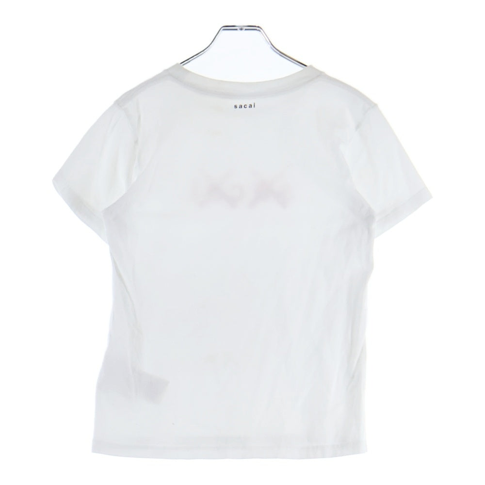 Sacai(サカイ) 21SS ×KAWS カウズ フロントロゴデザイン クルーネック カットソー 半袖Tシャツ ホワイト 21-00073K