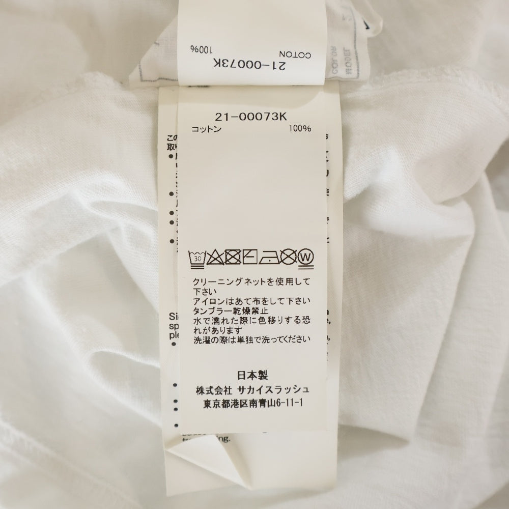 Sacai(サカイ) 21SS ×KAWS カウズ フロントロゴデザイン クルーネック カットソー 半袖Tシャツ ホワイト 21-00073K