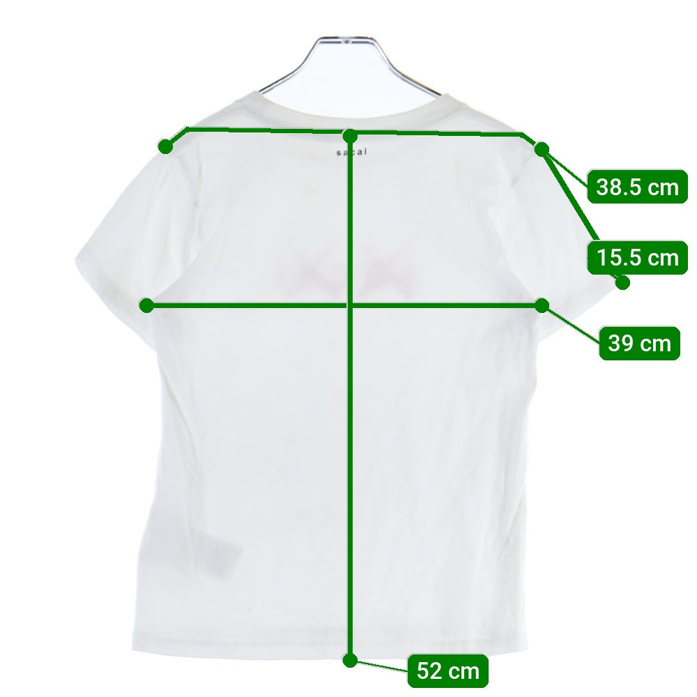 Sacai(サカイ) 21SS ×KAWS カウズ フロントロゴデザイン クルーネック カットソー 半袖Tシャツ ホワイト 21-00073K