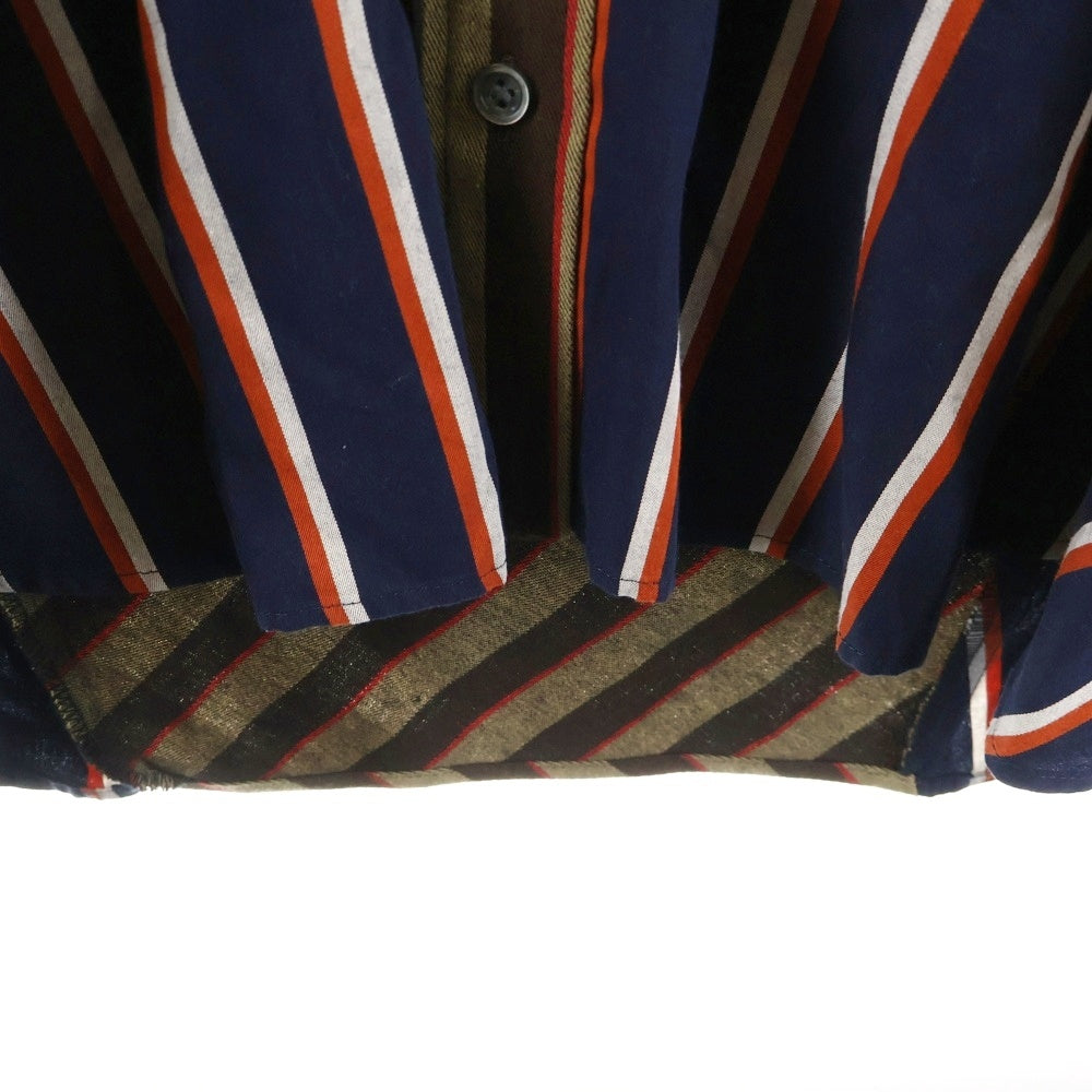 Sacai(サカイ) 18SS クレイジーパターン チェック柄 メッシュ切り替え 半袖ワンピース レディース ネイビー/ブラウン 18-04136