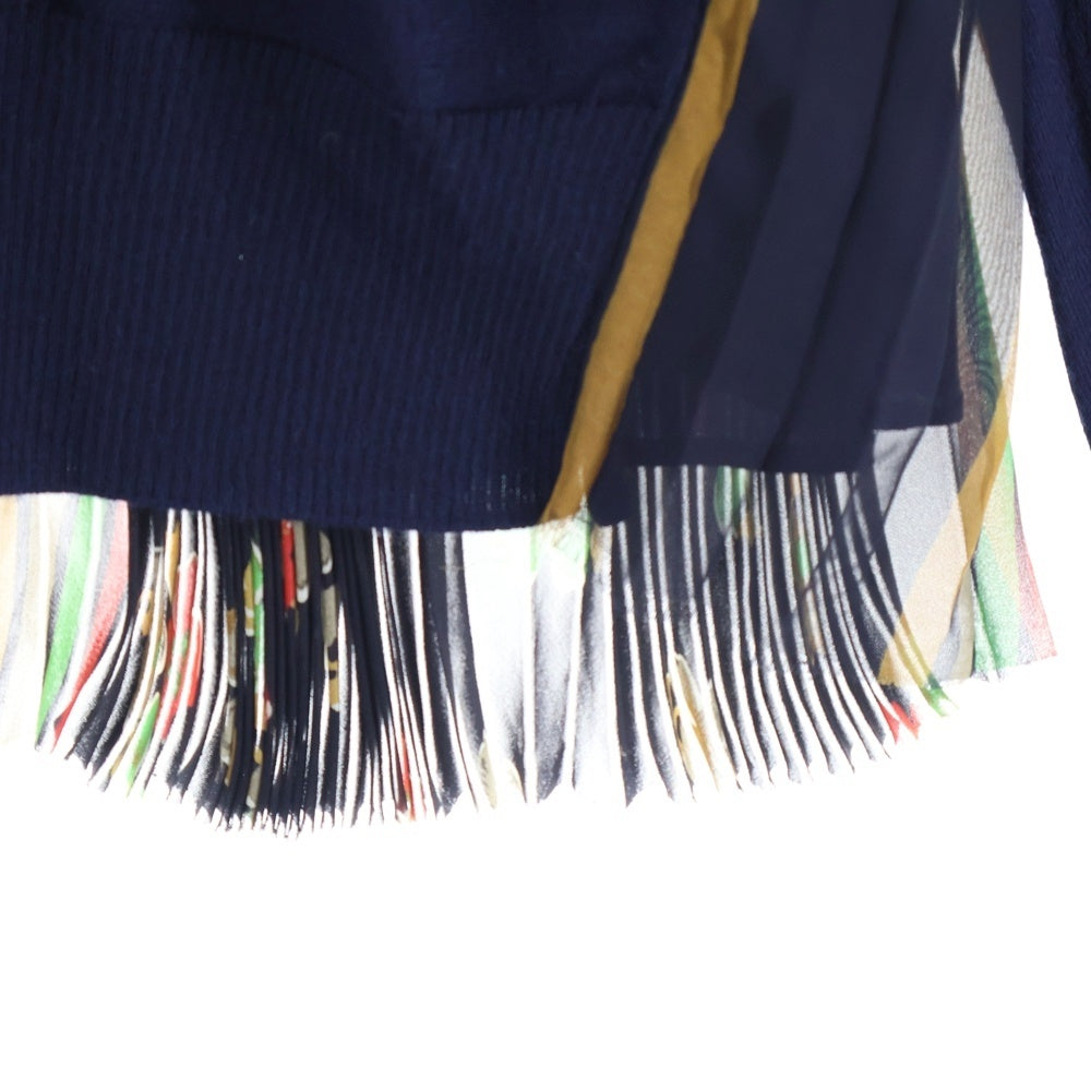 Sacai(サカイ) 17AW レース切り替え フローラル柄 ニット セーター レディース ネイビー 17-03363