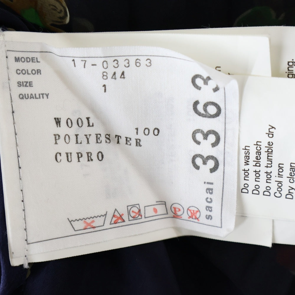 Sacai(サカイ) 17AW レース切り替え フローラル柄 ニット セーター レディース ネイビー 17-03363