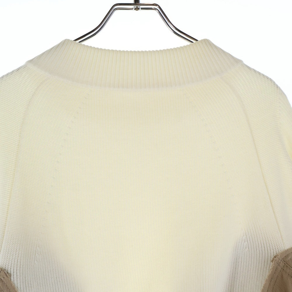 Sacai(サカイ) 18SS 変形ドッキング サイドジップ モックネック 七分袖 ニット セーター レディース ホワイト 18-03642
