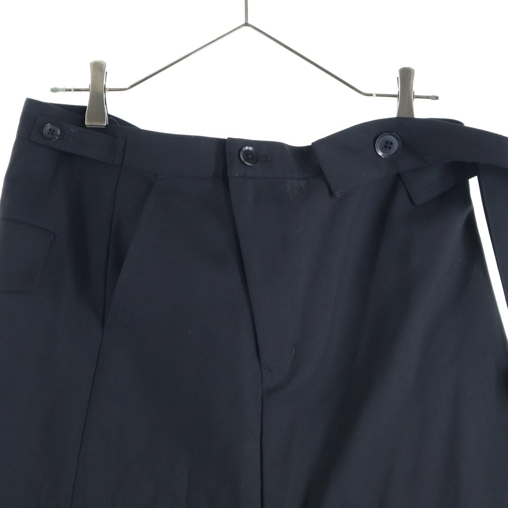 Ground Y(グラウンドワイ) SAMPLE SHOULDER HIGH ASYNMETRY PANTS ショルダーストラップ付 アシンメトリー ワイドパンツ ブラック GT-P04-100