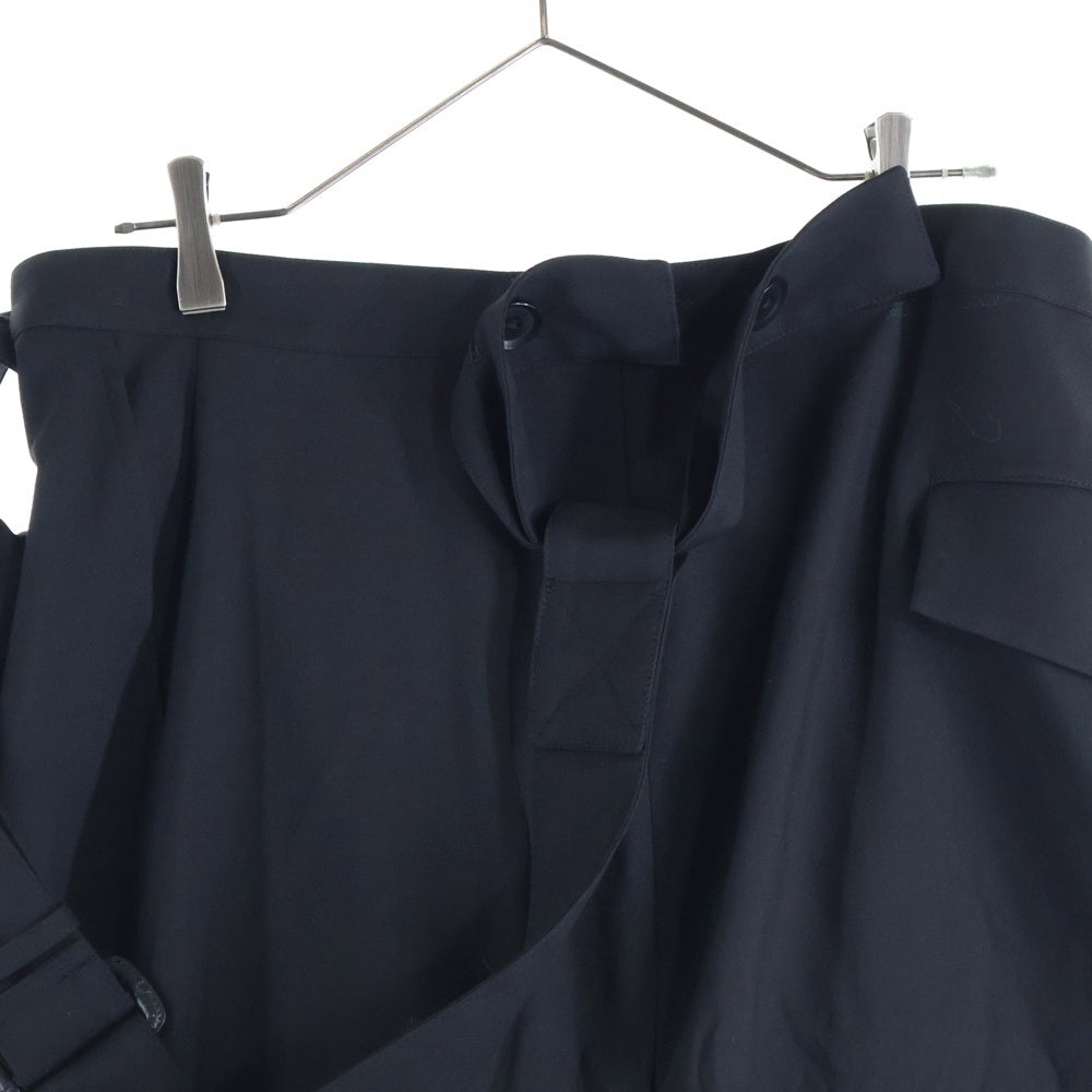 Ground Y(グラウンドワイ) SAMPLE SHOULDER HIGH ASYNMETRY PANTS ショルダーストラップ付 アシンメトリー ワイドパンツ ブラック GT-P04-100