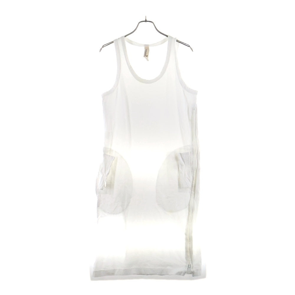 Ground Y(グラウンドワイ) SAMPLE サイドジップ アシンメトリー コットンノースリーブワンピース レディース ホワイト