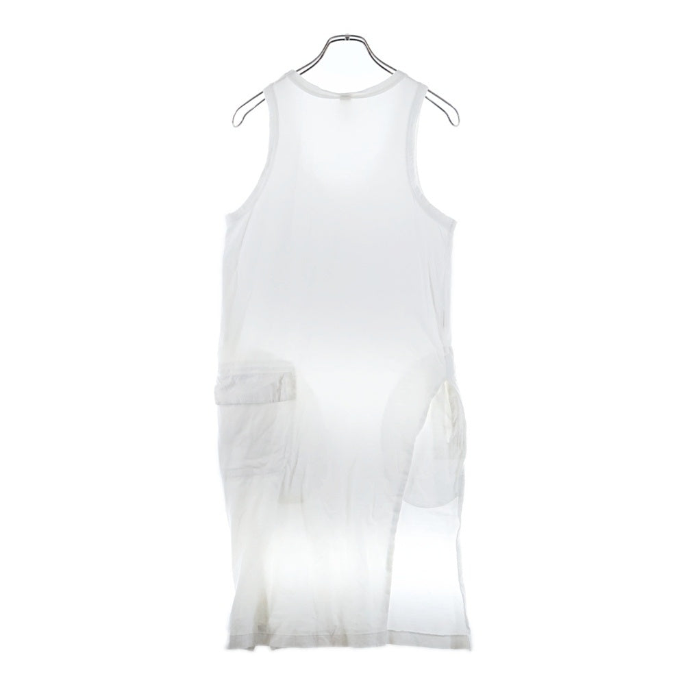 Ground Y(グラウンドワイ) SAMPLE サイドジップ アシンメトリー コットンノースリーブワンピース レディース ホワイト