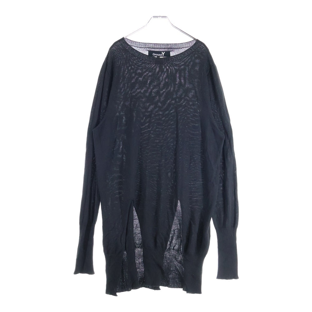 Ground Y(グラウンドワイ) SAMPLE オフセットスリット ロングニットセーター ブラック