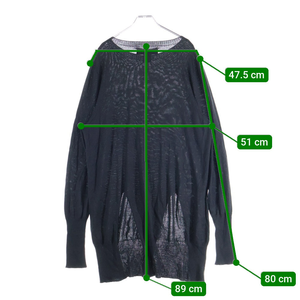 Ground Y(グラウンドワイ) SAMPLE オフセットスリット ロングニットセーター ブラック