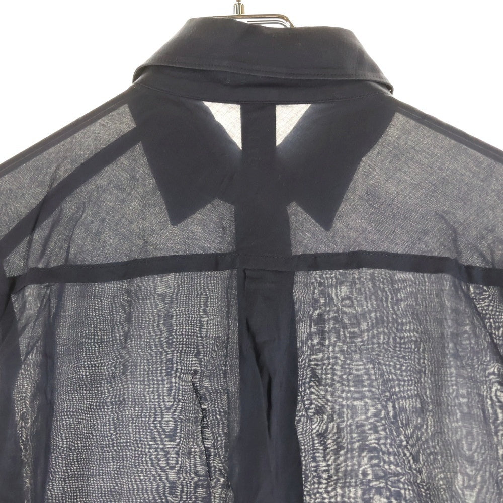 Ground Y(グラウンドワイ) SAMPLE アシンメトリーカットオフ加工 長袖シャツ ネイビー GD- B01-205