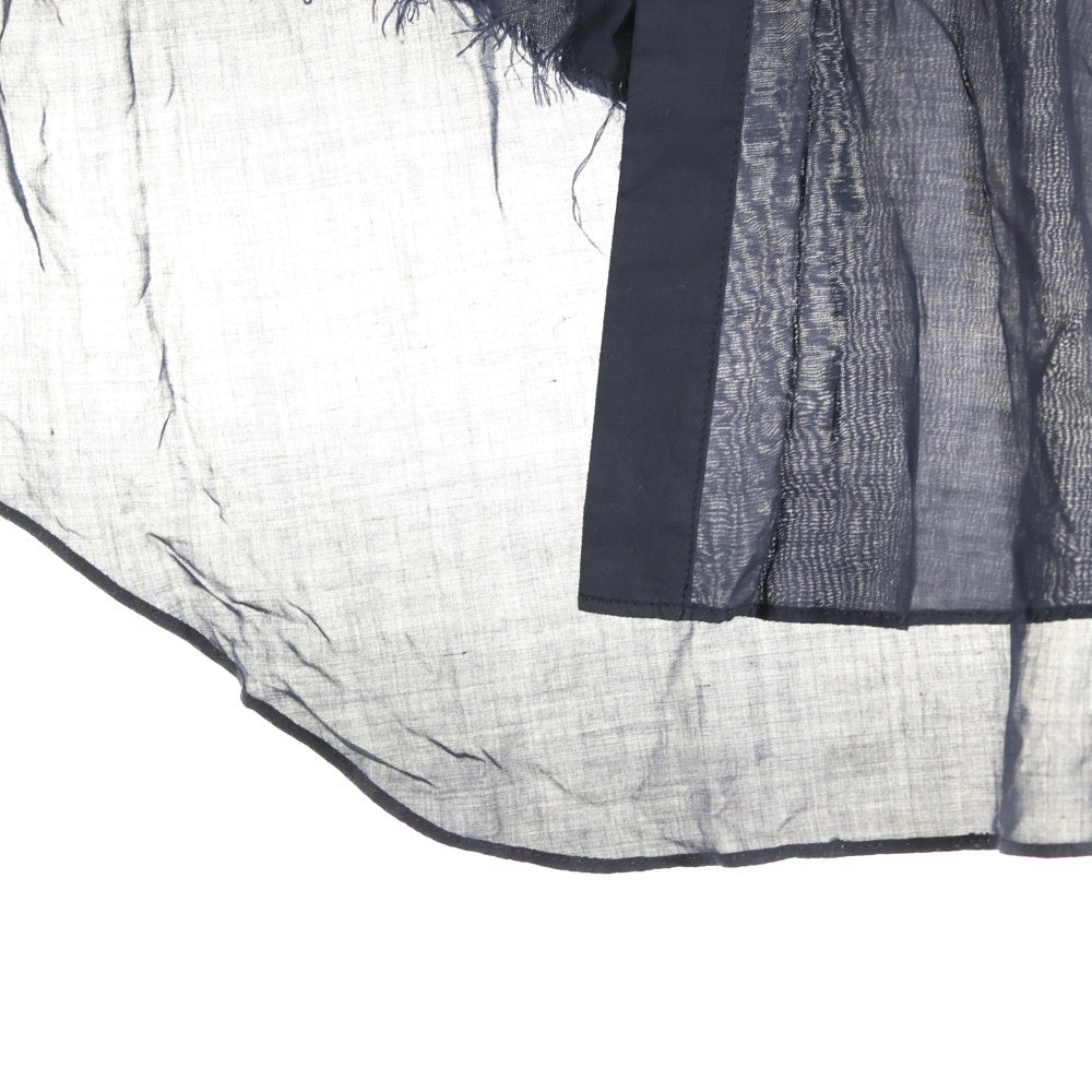 Ground Y(グラウンドワイ) SAMPLE アシンメトリーカットオフ加工 長袖シャツ ネイビー GD- B01-205