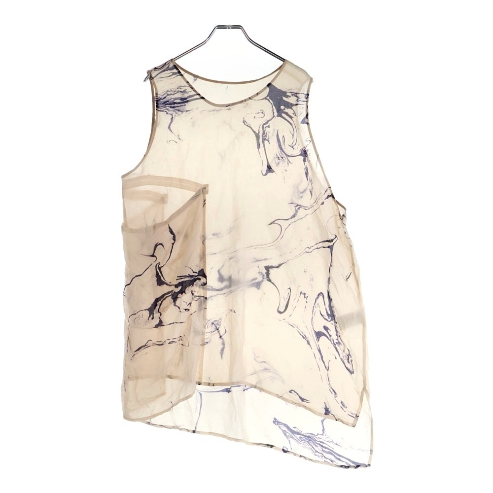Y's(ワイズ) マーブル総柄 ノースリーブロングカットソー トップス レディース アイボリー YN-B09-212