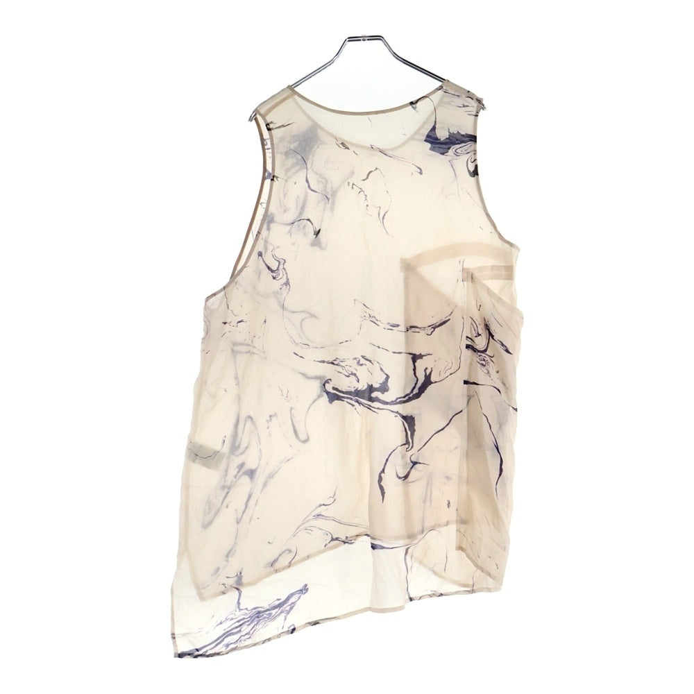 Y's(ワイズ) マーブル総柄 ノースリーブロングカットソー トップス レディース アイボリー YN-B09-212