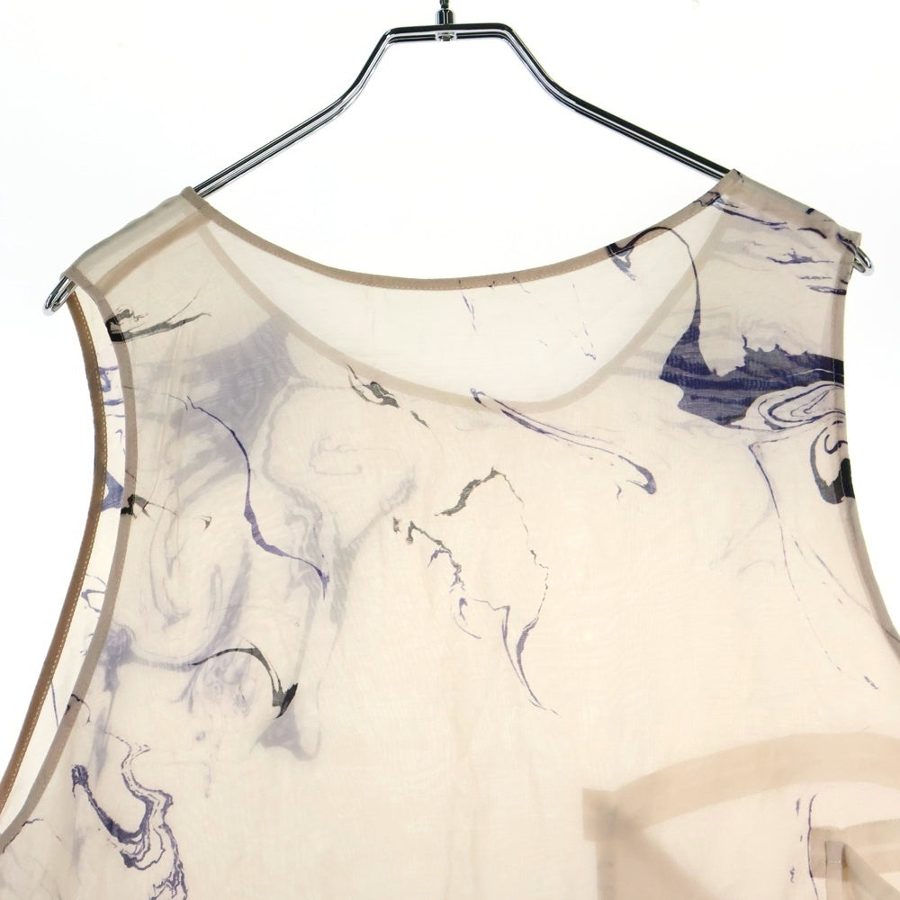 Y's(ワイズ) マーブル総柄 ノースリーブロングカットソー トップス レディース アイボリー YN-B09-212