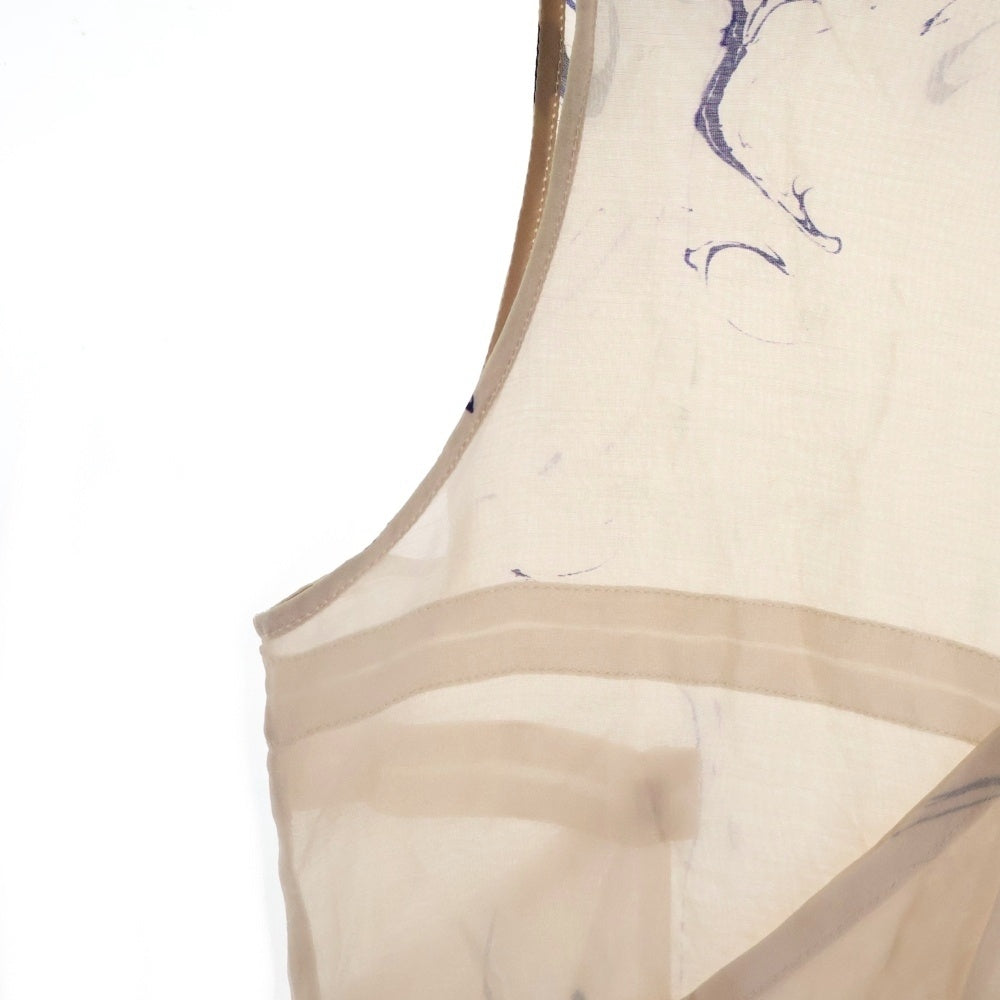 Y's(ワイズ) マーブル総柄 ノースリーブロングカットソー トップス レディース アイボリー YN-B09-212