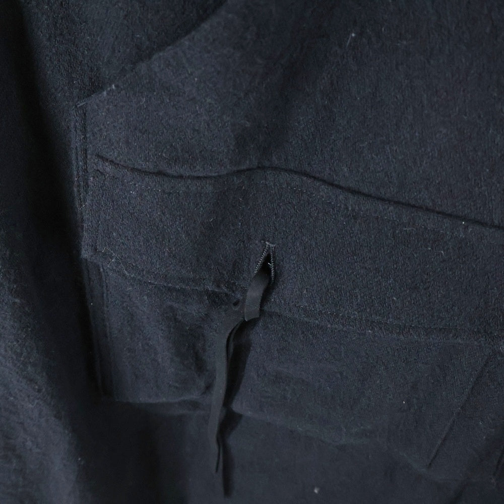 Ground Y(グラウンドワイ) ウール混 ジップアップフーデッド ロングポンチョ ブラック GV-C01-103