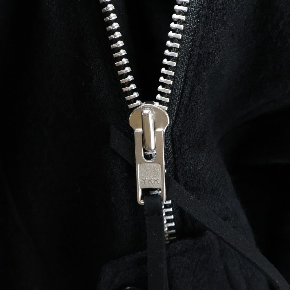 Ground Y(グラウンドワイ) ウール混 ジップアップフーデッド ロングポンチョ ブラック GV-C01-103