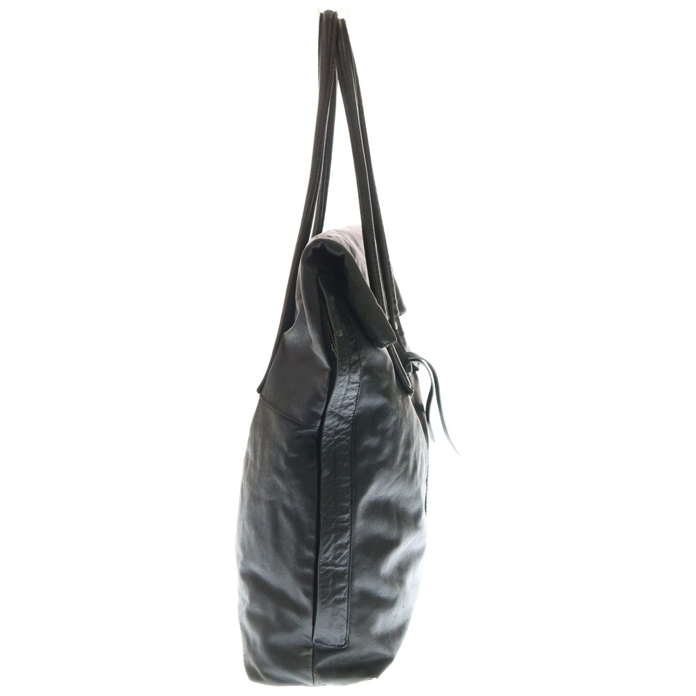 Yohji Yamamoto POUR HOMME(ヨウジヤマモト プールオム) SAMPLE サイドジップ レザートート ハンドバッグ ブラック