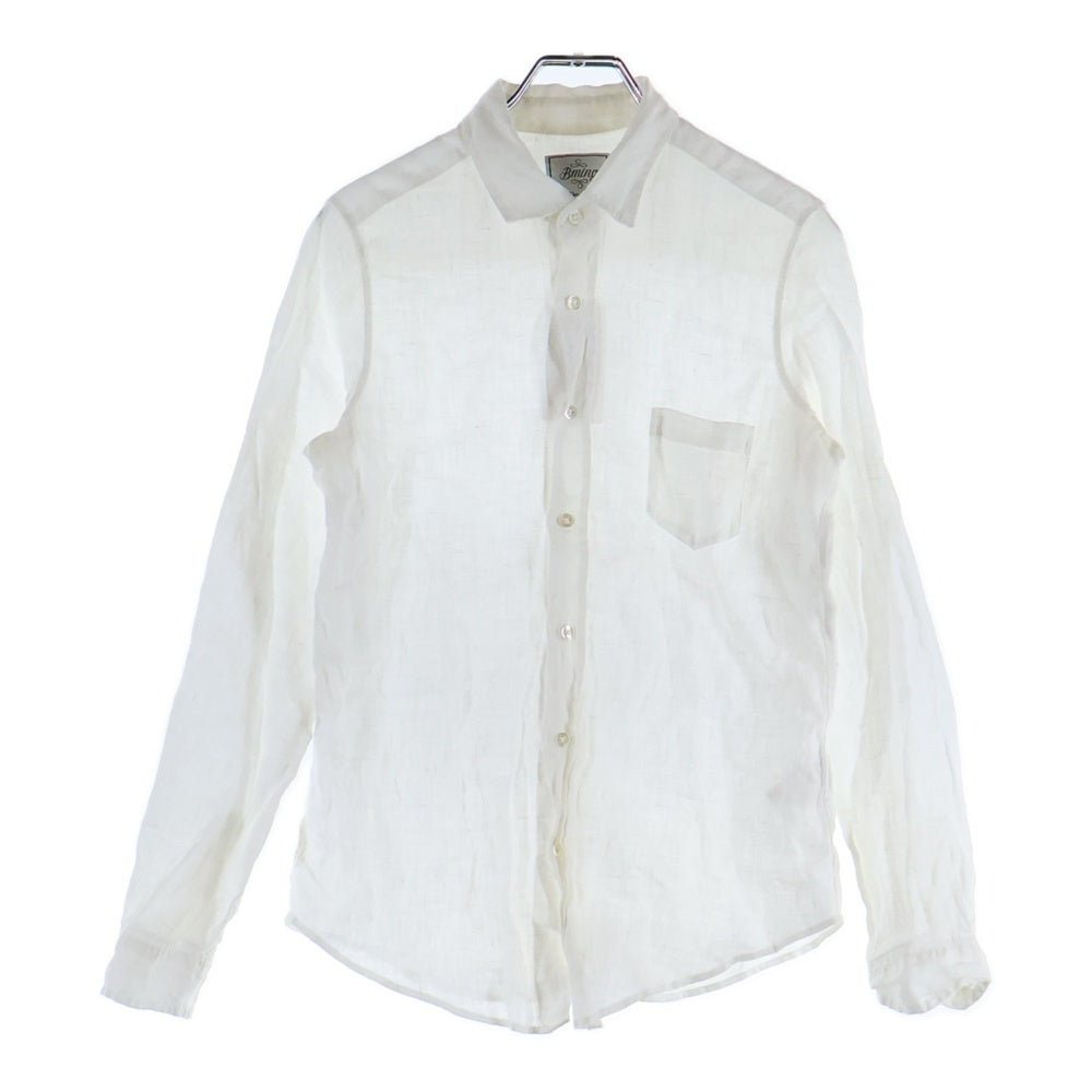 B:MING LIFE STORE by BEAMS(ビーミングライフストアバイビームス) 19SS ハードマンズ ボタンダウン リネン ロングスリーブ 長袖シャツ レディース ホワイト 93-11-0055-803