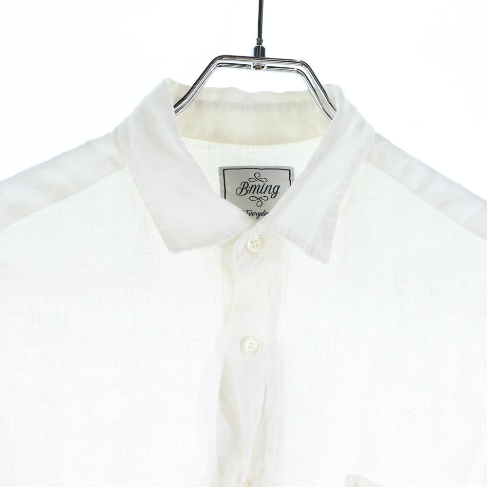 B:MING LIFE STORE by BEAMS(ビーミングライフストアバイビームス) 19SS ハードマンズ ボタンダウン リネン ロングスリーブ 長袖シャツ レディース ホワイト 93-11-0055-803