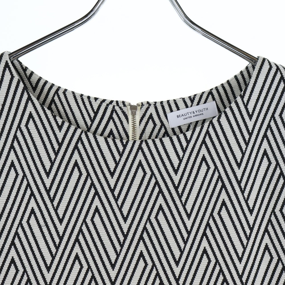 BEAUTY&YOUTH UNITED ARROWS(ビューティーアンドユースユナイテッドアローズ) ジグザグジャカードフレンチスリーブ ロングワンピース レディース ブラック/ホワイト 1626-299-3328