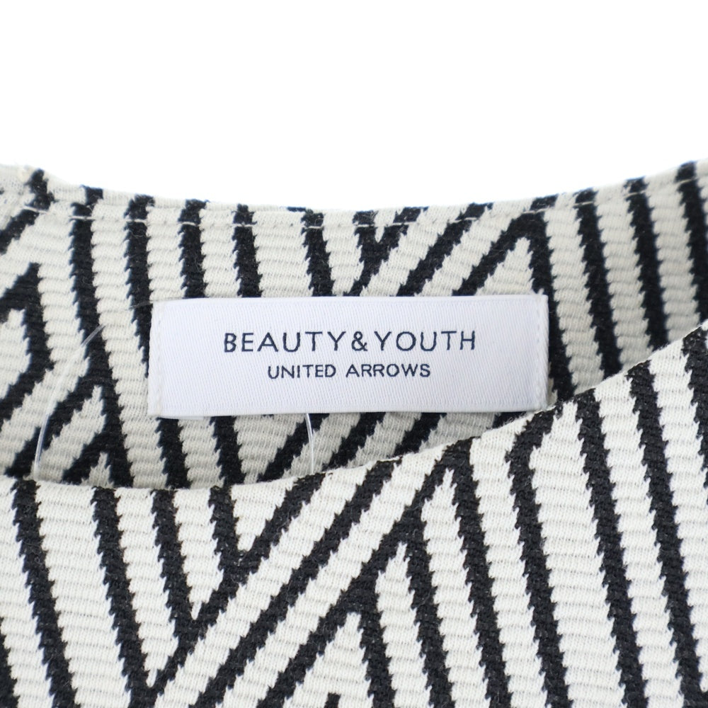 BEAUTY&YOUTH UNITED ARROWS(ビューティーアンドユースユナイテッドアローズ) ジグザグジャカードフレンチスリーブ ロングワンピース レディース ブラック/ホワイト 1626-299-3328
